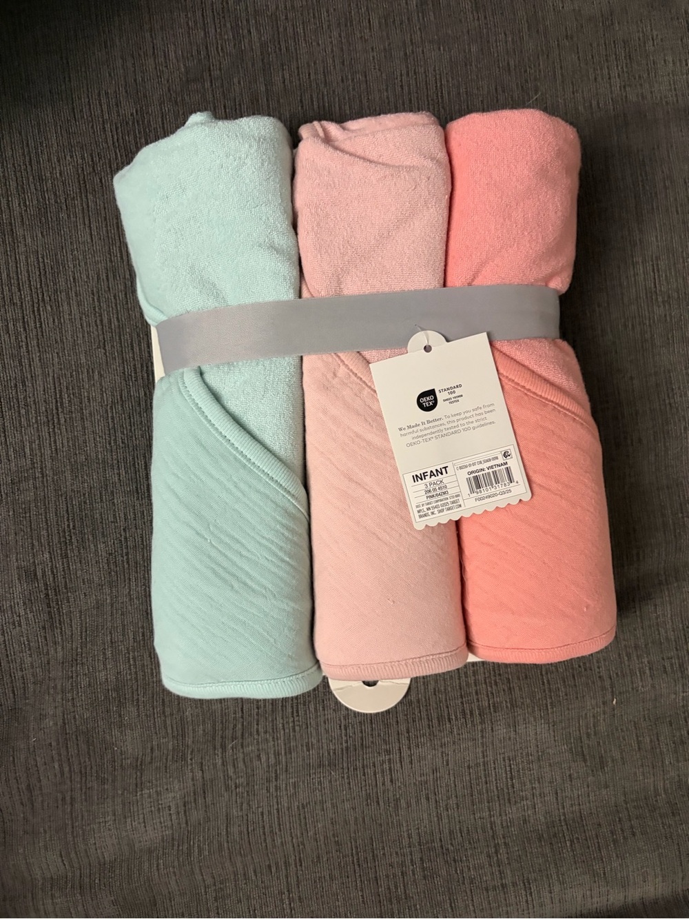 Cloud Island Infant 3-Pack Hooded Towels - Mint, Light Pink, Coral